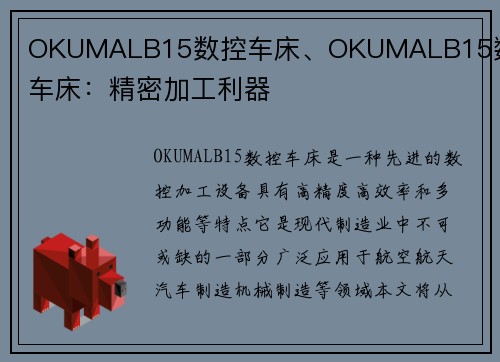 OKUMALB15数控车床、OKUMALB15数控车床：精密加工利器